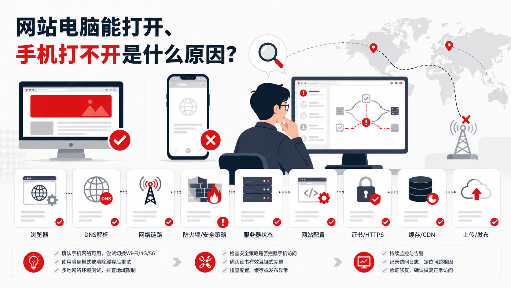 电脑能打开手机打不开排查配图